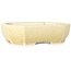 Oval off-white, crystal glaze bonsai pot by Heian Senzan - 161 x 132 x 50 mm