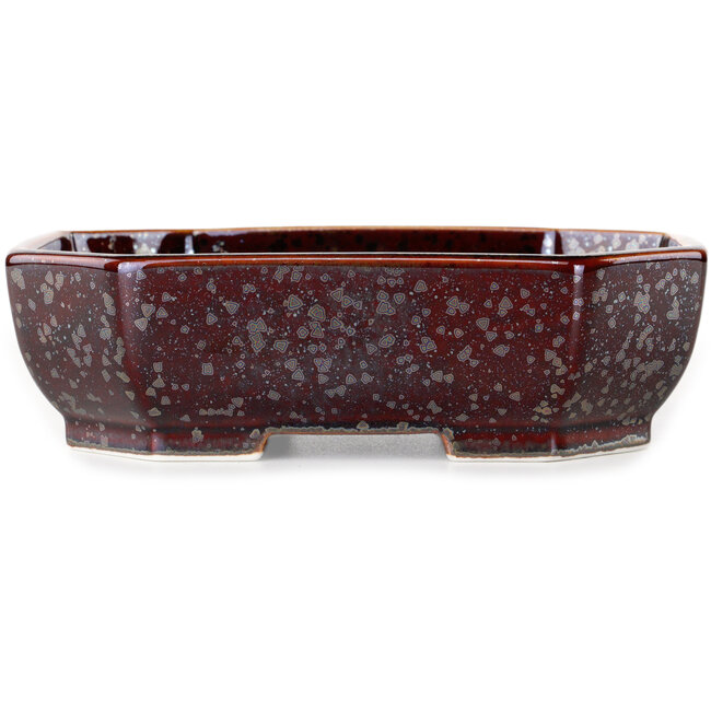 Pot à bonsaï ovale en verre métallisé brun cristal, par Heian Senzan - 161 x 132 x 50 mm