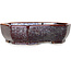 Oval brown metallic, crystal glaze bonsai pot by Heian Senzan - 161 x 132 x 50 mm