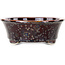 Oval brown metallic, crystal glaze bonsai pot by Heian Senzan - 180 x 143 x 53 mm