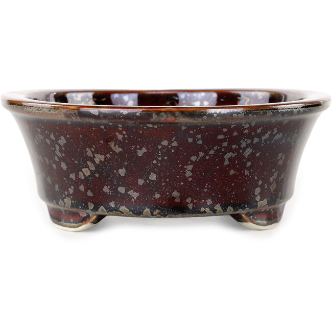 Pot à bonsaï ovale en verre métallisé brun cristal, par Heian Senzan - 180 x 143 x 53 mm