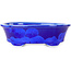 Ovale donkerblauwe bonsaipot met kristalglazuur van Heian Senzan - 180 x 143 x 53 mm