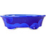Oval dark blue, crystal glaze bonsai pot by Heian Senzan - 180 x 143 x 53 mm