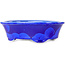 Pot à bonsaï ovale bleu foncé à glaçure cristalline, par Heian Senzan - 180 x 143 x 53 mm