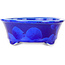 Vaso bonsai ovale blu scuro, smaltato in cristallo di Heian Senzan - 180 x 143 x 53 mm