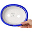 Oval dark blue, crystal glaze bonsai pot by Heian Senzan - 180 x 143 x 53 mm