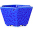 Vaso bonsai esagonale blu scuro smaltato in cristallo di Heian Senzan - 140 x 140 x 75 mm