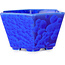 Pot à bonsaï hexagonal bleu foncé à glaçure cristalline par Heian Senzan - 140 x 140 x 75 mm