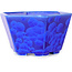 Hexagonal dark blue, crystal glaze bonsai pot by Heian Senzan - 140 x 140 x 75 mm