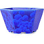 Hexagonal dark blue, crystal glaze bonsai pot by Heian Senzan - 140 x 140 x 75 mm
