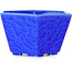 Hexagonal dark blue, crystal glaze bonsai pot by Heian Senzan - 140 x 140 x 75 mm