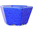 Zeshoekige donkerblauwe bonsaipot met kristalglazuur van Heian Senzan - 140 x 140 x 75 mm
