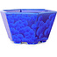 Pot à bonsaï hexagonal bleu foncé à glaçure cristalline par Heian Senzan - 140 x 140 x 75 mm