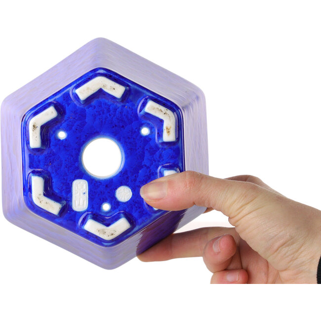 Pot à bonsaï hexagonal bleu foncé à glaçure cristalline par Heian Senzan - 140 x 140 x 75 mm