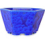 Hexagonal dark blue, crystal glaze bonsai pot by Heian Senzan - 140 x 140 x 75 mm