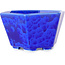 Vaso bonsai esagonale blu scuro smaltato in cristallo di Heian Senzan - 140 x 140 x 75 mm