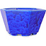 Zeshoekige donkerblauwe bonsaipot met kristalglazuur van Heian Senzan - 140 x 140 x 75 mm