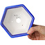 Pot à bonsaï hexagonal bleu foncé à glaçure cristalline par Heian Senzan - 140 x 140 x 75 mm