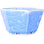 Pot à bonsaï hexagonal bleu clair à glaçure cristalline par Heian Senzan - 140 x 140 x 75 mm