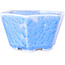 Hexagonal light blue, crystal glaze bonsai pot by Heian Senzan - 140 x 140 x 75 mm