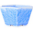 Hexagonal light blue, crystal glaze bonsai pot by Heian Senzan - 140 x 140 x 75 mm