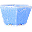 Hexagonal light blue, crystal glaze bonsai pot by Heian Senzan - 140 x 140 x 75 mm