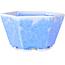 Vaso bonsai esagonale in smalto cristallino azzurro di Heian Senzan - 140 x 140 x 75 mm