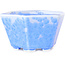 Hexagonal light blue, crystal glaze bonsai pot by Heian Senzan - 140 x 140 x 75 mm