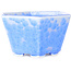 Vaso bonsai esagonale in smalto cristallino azzurro di Heian Senzan - 140 x 140 x 75 mm