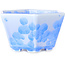 Pot à bonsaï hexagonal bleu clair à glaçure cristalline par Heian Senzan - 140 x 140 x 75 mm