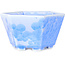 Pot à bonsaï hexagonal bleu clair à glaçure cristalline par Heian Senzan - 140 x 140 x 75 mm