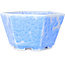 Hexagonal light blue, crystal glaze bonsai pot by Heian Senzan - 140 x 140 x 75 mm