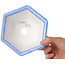 Pot à bonsaï hexagonal bleu clair à glaçure cristalline par Heian Senzan - 140 x 140 x 75 mm