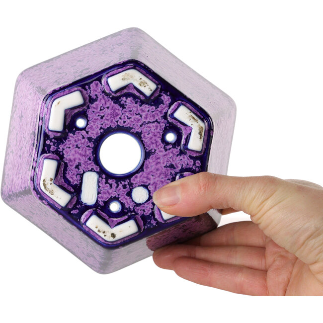 Maceta hexagonal para bonsái con esmalte de cristal morado de Heian Senzan (140 x 140 x 75 mm)