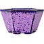 Vaso bonsai esagonale viola smaltato in cristallo di Heian Senzan - 140 x 140 x 75 mm