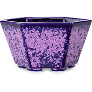  Heian Senzan Vaso per bonsai esagonale da 140 mm, smaltato in cristallo viola, di Heian Senzan, Tokoname, Giappone