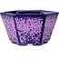 Pot à bonsaï hexagonal violet à glaçure cristalline par Heian Senzan - 140 x 140 x 75 mm