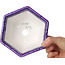 Maceta hexagonal para bonsái con esmalte de cristal morado de Heian Senzan (140 x 140 x 75 mm)
