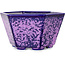 Maceta hexagonal para bonsái con esmalte de cristal morado de Heian Senzan (140 x 140 x 75 mm)