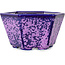 Hexagonal purple, crystal glaze bonsai pot by Heian Senzan - 140 x 140 x 75 mm