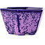 Hexagonal purple, crystal glaze bonsai pot by Heian Senzan - 140 x 140 x 75 mm
