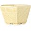 Hexagonal off-white, crystal glaze bonsai pot by Heian Senzan - 140 x 140 x 75 mm
