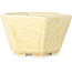 Pot à bonsaï hexagonal en émail cristal blanc cassé, par Heian Senzan - 140 x 140 x 75 mm