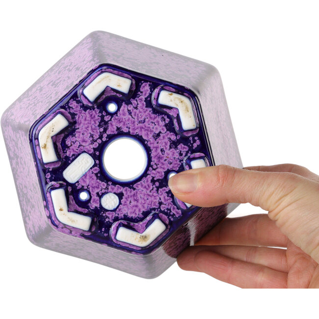 Maceta hexagonal para bonsái con esmalte de cristal morado de Heian Senzan (140 x 140 x 75 mm)