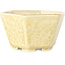 Hexagonal off-white, crystal glaze bonsai pot by Heian Senzan - 140 x 140 x 75 mm