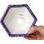 Maceta hexagonal para bonsái con esmalte de cristal morado de Heian Senzan (140 x 140 x 75 mm)