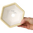 Hexagonal off-white, crystal glaze bonsai pot by Heian Senzan - 140 x 140 x 75 mm