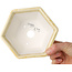 Hexagonal off-white, crystal glaze bonsai pot by Heian Senzan - 140 x 140 x 75 mm