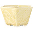 Hexagonal off-white, crystal glaze bonsai pot by Heian Senzan - 140 x 140 x 75 mm