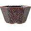 Pot à bonsaï hexagonal en verre métallisé brun cristal, par Heian Senzan - 140 x 140 x 75 mm